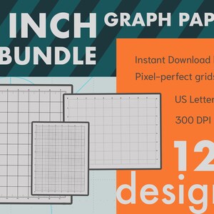 1-Inch Graph Paper Downloadable PDF Bundle: Letter-sized