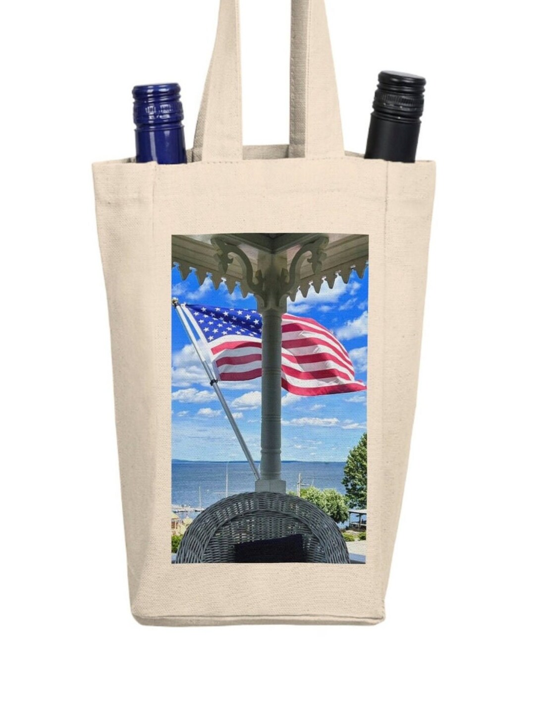 The 4th Flag Bag, Penobscot Bay, Maine Double Wine Tote Bag Etsy