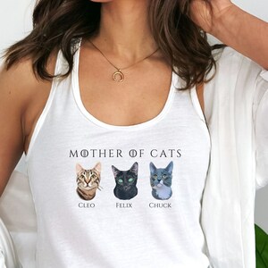 Mother of Cats Custom Tank Top Shirt, Mother's Day Gifts for Cat Moms, Custom Gifts for Pet Parents, Cute Pet Parent Tank, Fur Baby Tank Top