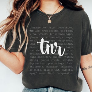 TNR Words Comfort Colors® Shirt, TNR advocate shirt, Trap Neuter Return Tee, Cat Rescuer Shirt, Gifts for Rescuers, Gifts for TNR Trappers