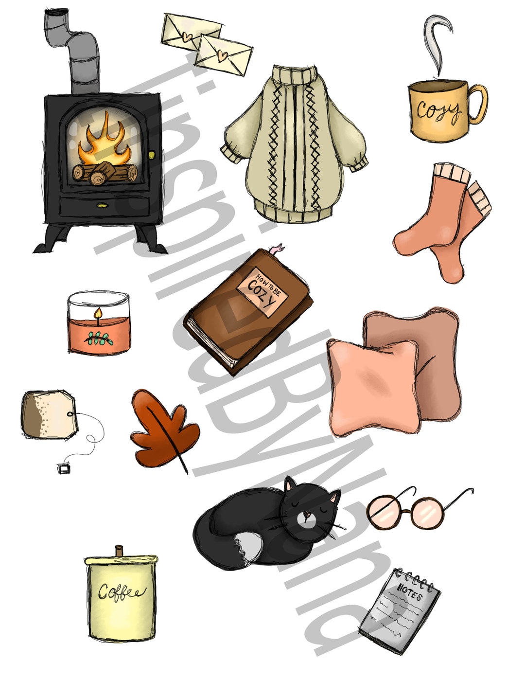 Cozy Day Stickers. Digital Download - Etsy