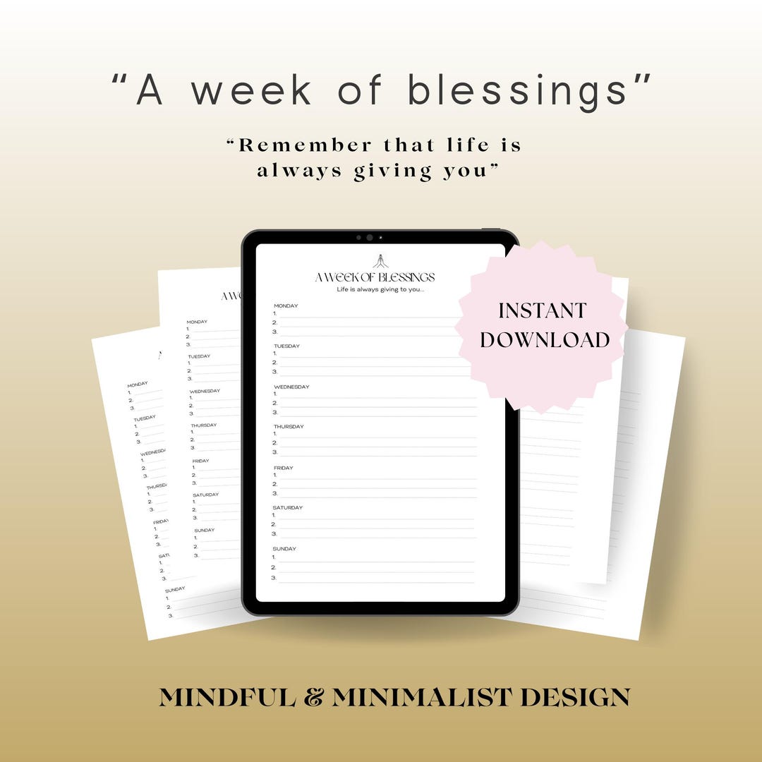 A Week of Blessings | Weekly Gratitude Tracker | Printable Worksheets ...