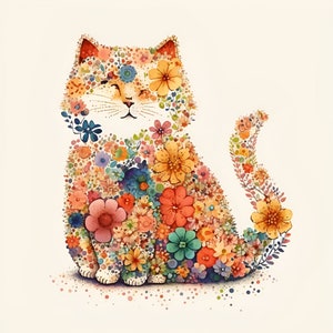 Curious Cat of Flowers