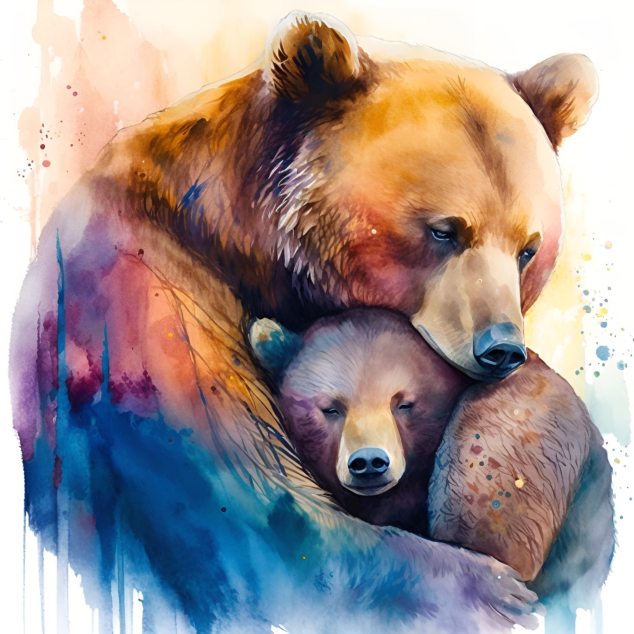 Mama Bear/papa Bear Hugging Baby Bear - Etsy