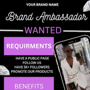 Brand Ambassador Flyer, DIY Flyer Template Design, Influencer Flyer, Content Creator Flyer, Instagram Flyer, Premade Social Medi