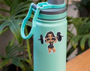 Pegatina de vinilo "Girl Power": Mujer levantando pesas, regalo de fitness