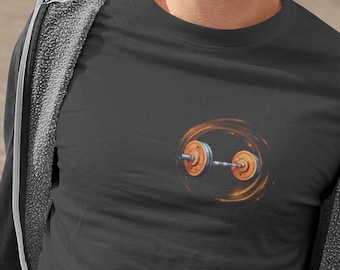 Barbell Print Workout Shirt, Unisex Gym Top