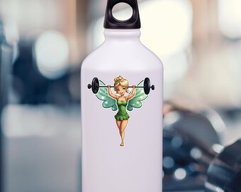 Sticker fée haltérophilie - Sticker bouteille d'eau pour salle de sport