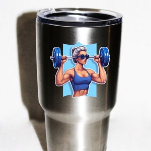 Cool Lady Barbell sticker Kiss-Cut Stickers Crossfit sticker Weightlifting sticker workout sticker laptop funny sticker gift water bottle
