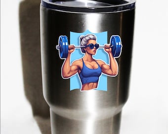Vinylsticker gewichtheffen dame - sticker crossfit workout