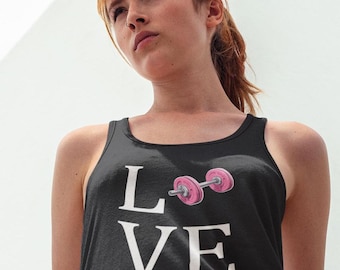 I Love Barbells Tank Top, Woman's Weightlifting Fitness Top