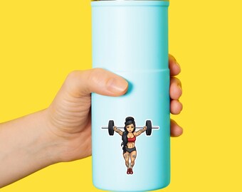 Tattoo Lady Barbell Vinyl Sticker, Gym Lover Decal