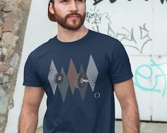 T-shirt d'entraînement rétro avec haltères, t-shirt graphique pour salle de sport