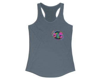Neon Graphic Racerback Tank Top, Women's Weightlifting Gym Shirt