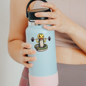 Cobra Barbell pegatina Kiss-Cut Pegatinas Crossfit pegatina Levantamiento de pesas pegatina entrenamiento pegatina portátil divertido pegatina regalo botella de agua gimnasio