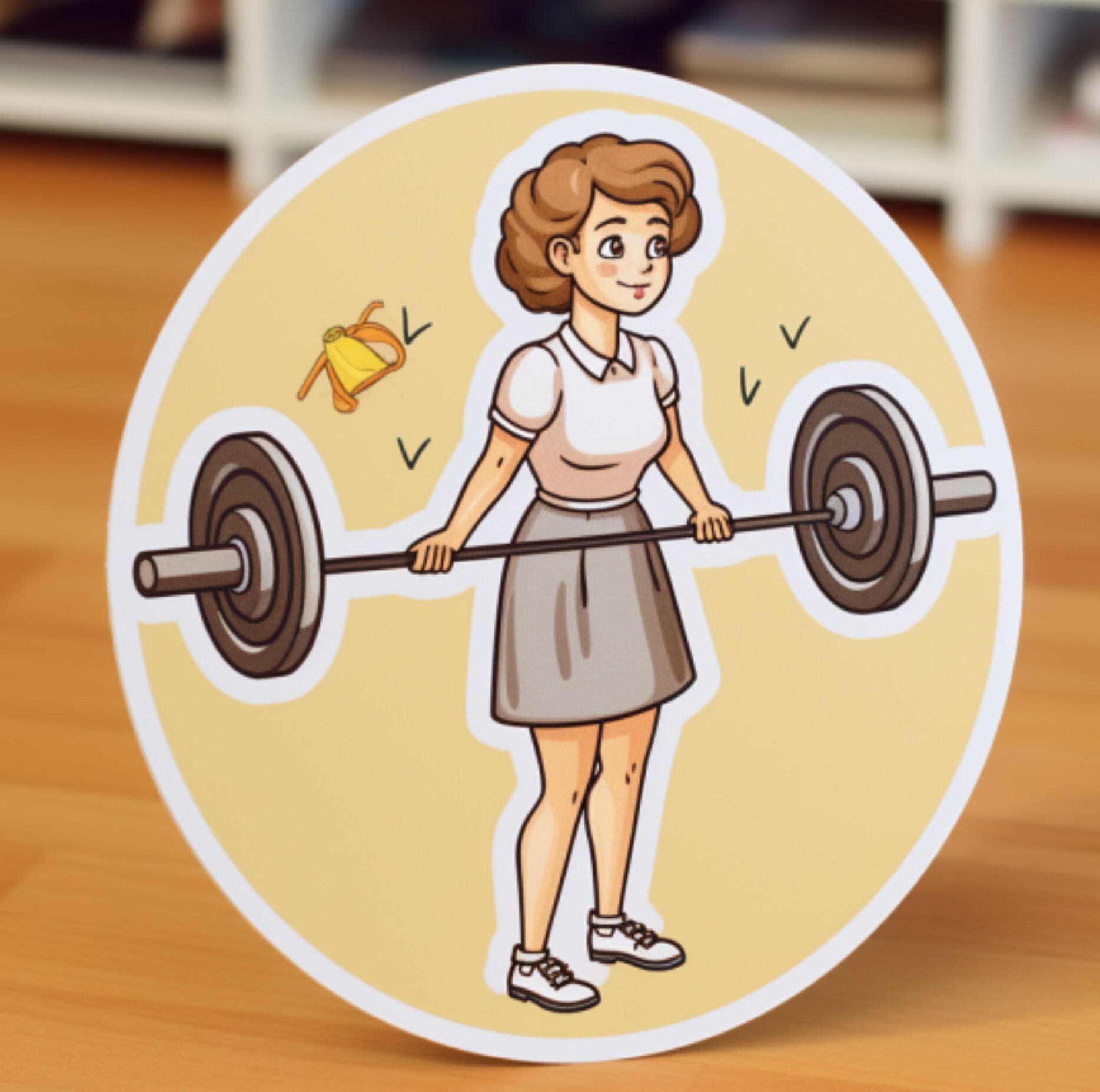 Retro Lady Weightlifting Sticker, Crossfit Gym Decal - Etsy