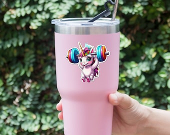 Weightlifting Unicorn Sticker - Gym Lover Gift, Water Bottle Decal