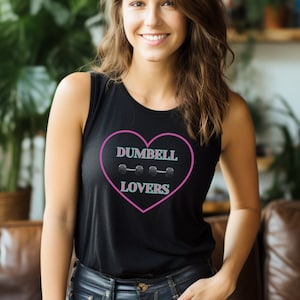 Ladies shirt gym Valentines day t-shirt graphic Her Heart Tank top Wife Shirt Dumbell lover fitness workout shirts gym t shirts for women