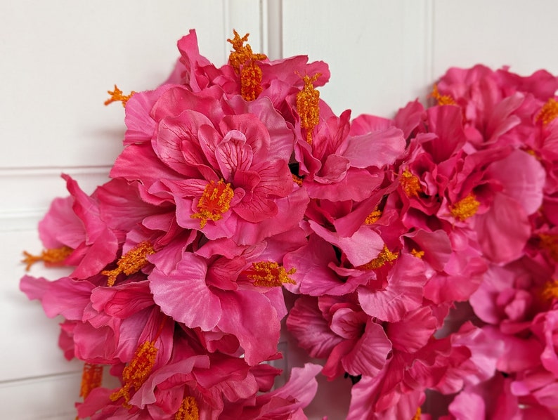 Pink Hibiscus Heartshaped Wreath for Valentine's Day I Love You Wreath