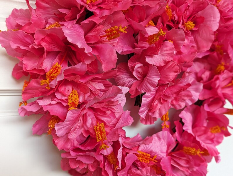 Pink Hibiscus Heartshaped Wreath for Valentine's Day I Love You Wreath