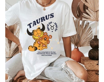 Taurus Astrology Shirt | Vintage-Inspired Zodiac Garfield Shirt | Gift For Taurus