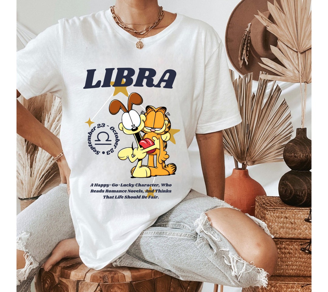 LIBRA Astrology Shirt Vintageinspired Zodiac Garfield Shirt Etsy
