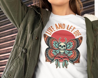 Live And Let Die Butterfly And Skull T-Shirt
