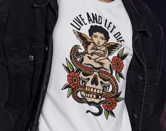 Live And Let Die Cherub And Skull T-Shirt