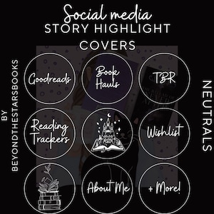 Black Bookstagram Highlight Covers - Neutral Instagram Highlight - Book Instagram Highlight Covers - Minimalistic Highlight Covers - Booksta