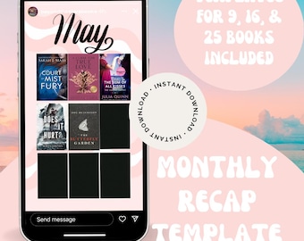 Pastel Pink Monthly Recap Template - Bookstagram Monthly Recap Story Template - Instagram Story Template - Book Instagram Monthly Recap