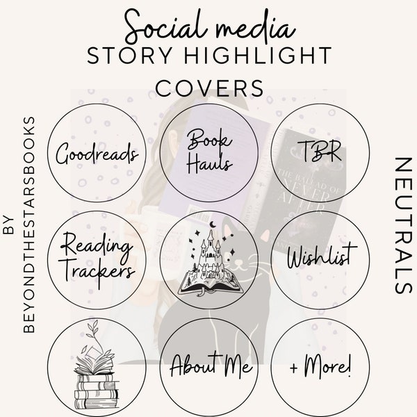 Neutral Beige Bookstagram Highlight Covers - Instagram Highlights - Book Instagram Highlight Covers - Minimalistic Highlight Covers