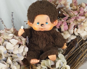 Vintage Kiki Monchhichi Sekiguchi by Ajena 70-80s, Blue Eyes