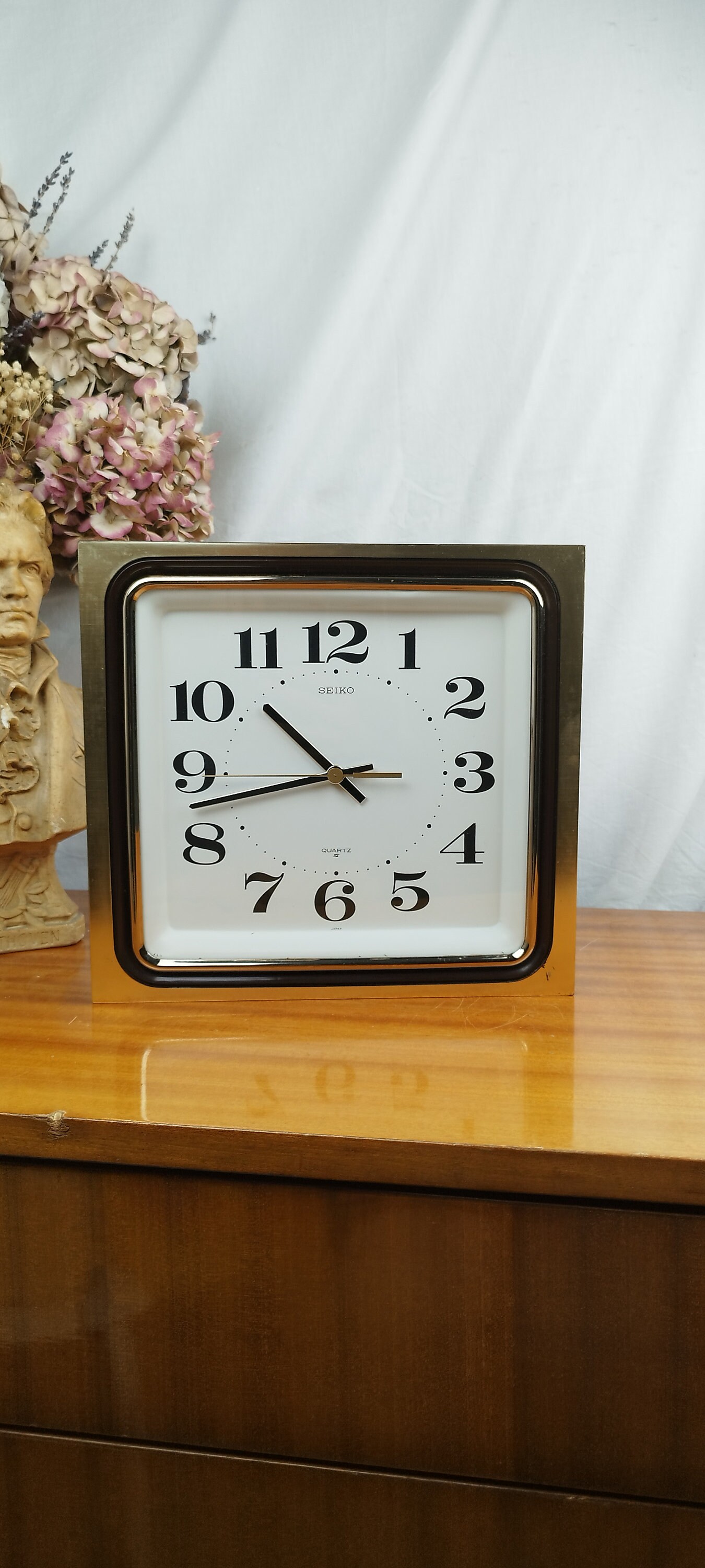 【ラッピング不可】 SEIKO Quartz Japan Square Wall Clock Battery Operated インテリア時計