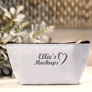T-bottom BLACK Zipper Accessory Pouch | Accessory Pouch Mockup | Printify Pouch Mockup | Makeup Bag Mockup | Cosmetic Bag Mockup