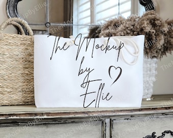 Weekender Bag Mockup | Printify Tote Mockup | Canvas Bag Mockup | Tote Bag Black Handle | Tote Bag Mockup