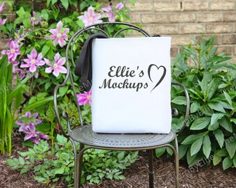 Black Handle Tote Bag Mockup | Garden Scene (Digital Download)