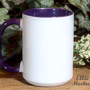 Mug Mockup | Purple Handle Mug Mockup | 15 oz. Mug Mockup | Sublimation Mockup | Blank Mug | Coffee Mug Mockup | Farmhouse Mockup
