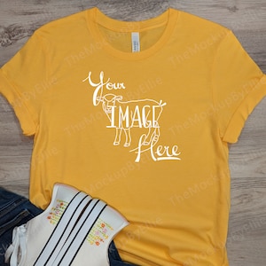Heather Yellow Gold T-shirt Mockup | T-shirt Mockup | Digital Mockup Tee | Bella Canvas 3001 Mockup | Flat Lay Mockup | 3001 Yellow Mockup