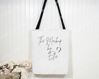 Black Handle Medium Tote Mockup | Printify Canvas Bag (Digital Download)