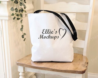 Canvas Tote Bag Mockup | Black Handle (JPEG Digital File)