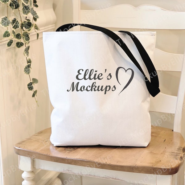 Black Handle Medium Tote Mockup | Printify Medium Tote Mockup | Canvas Bag Mockup | Tote Bag Black Handle | Tote Bag Mockup