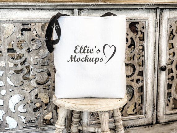 Black Handle Medium Tote Mockup | Printify Medium Tote Mockup | Canvas Bag Mockup | Tote Bag Black Handle | Tote Bag Mockup