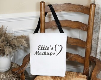 Black Handle Tote Bag Mockup | Printify Canvas Bag (Digital Download)