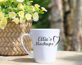 Latte Mug Mockup | Flower Latte Mug Mockup | Latte Mockup | Garden Latte Mockup | Elegant Latte Mug Mockup | 12 oz Latte Mockup
