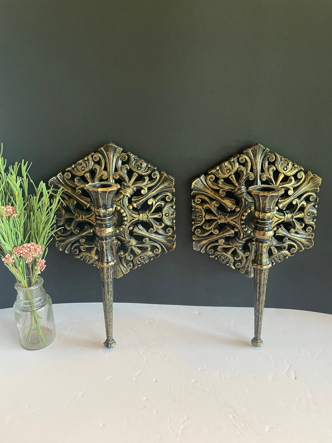 Vintage Homeco Wall Candle Sconces Etsy