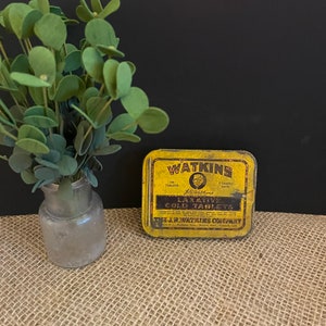 Vintage Tin Container Watkins Laxative Cold Tablets