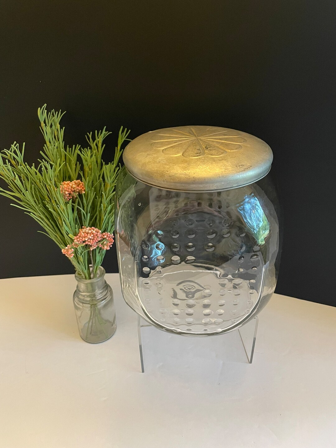 Hoosier/coffee/cookie Jar Clear With Raised Dots and Etsy