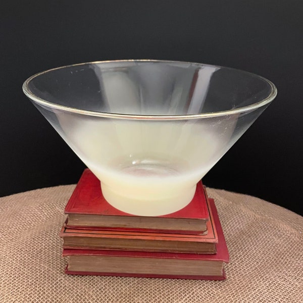 Vintage Mid Century West Virginia Glass Blendo Chip Bowl Frosted Yellow - Free Shipping!