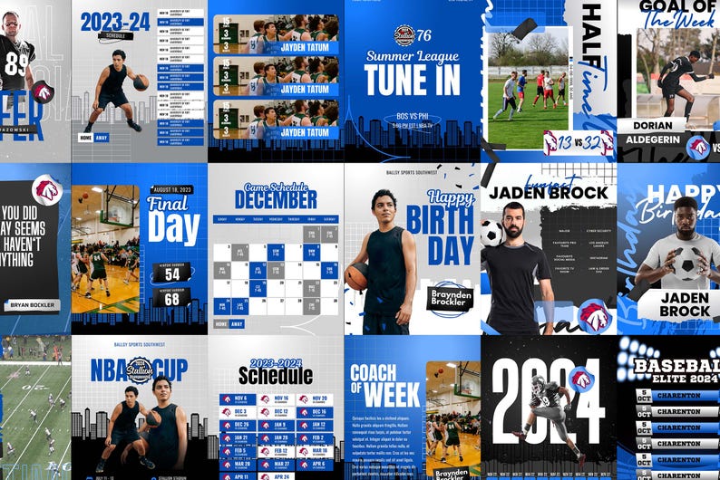 Sports Social Media Canva Templates – Blue Game Day Graphics (74) - Etsy