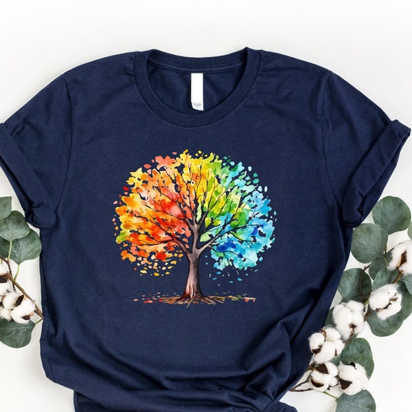 Watercolor Three Of Life Shirt, Nature Lover Gift, Spiritual Shirt, Fantasy Tree Shirt, Gnarled Tree Shirt, Four Season Tree Shirt, Tree Art